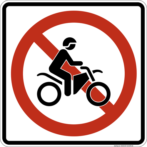 No Motor Bikes,  MUTCD Prohibited Activity Sign - Vehicle & Parking Restrictions