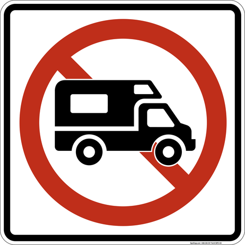 No Recreational Vehicles,  MUTCD Prohibited Activity Sign - Vehicle & Parking Restrictions
