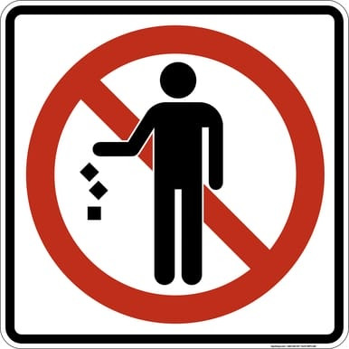 No Littering, MUTCD (Part#: SKPS-086), MUTCD Prohibited Activity Sign - Park, Campground & General Rules