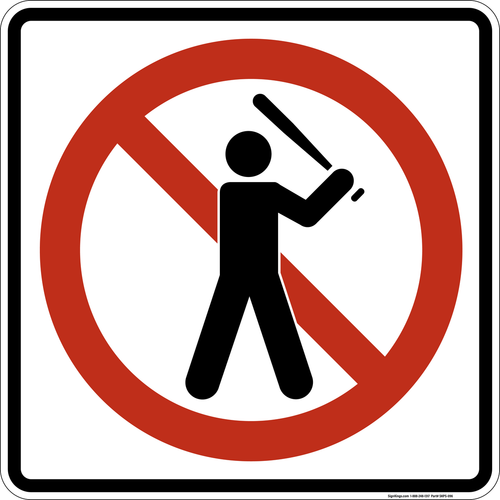 No Ball Playing,  MUTCD Prohibited Activity Sign - Park, Campground & General Rules