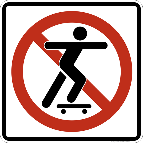 No Skateboarding,  MUTCD Prohibited Activity Sign - Park, Campground & General Rules