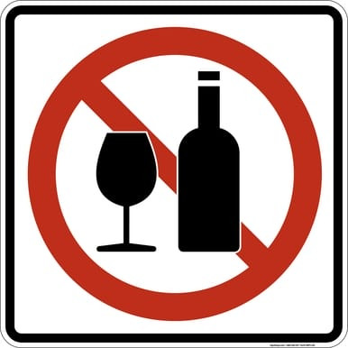 No Alcohol, MUTCD (Part#: SKPS-100), MUTCD Prohibited Activity Sign - Park, Campground & General Rules