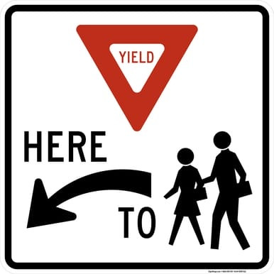Yield Here to School Crossing (Left Arrow), MUTCD