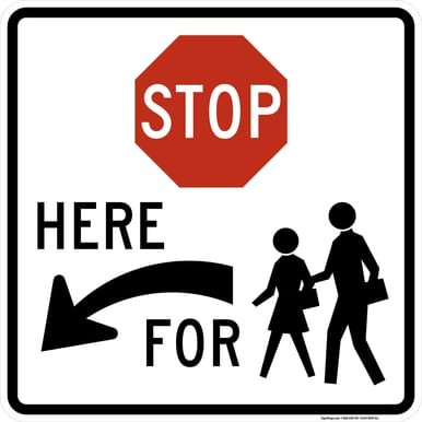 Stop Here to School Crossing (Left Arrow), MUTCD