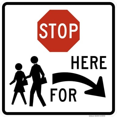 Stop Here to School Crossing (Right Arrow), MUTCD