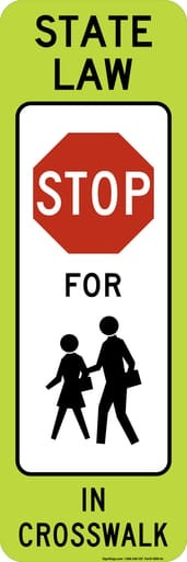 State Law Stop for Pedestrians in Crosswalk In-Street, MUTCD