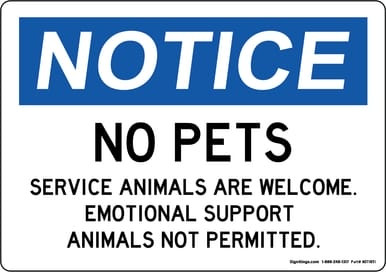No Pets Sign,  OSHA Notice Sign