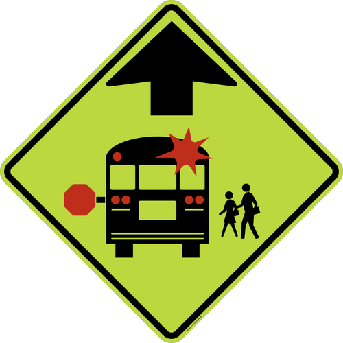 School Bus Stop Ahead,  MUTCD School