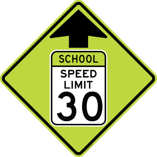 School Speed Limit 30 MPH Ahead Sign,  MUTCD School