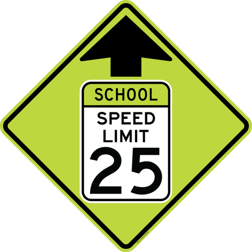School Speed Limit 25 MPH Ahead Sign,  MUTCD School
