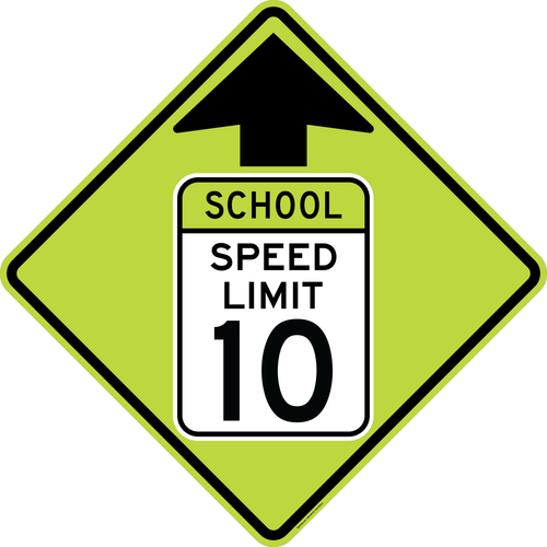 School Speed Limit 10 MPH Ahead Sign,  MUTCD School