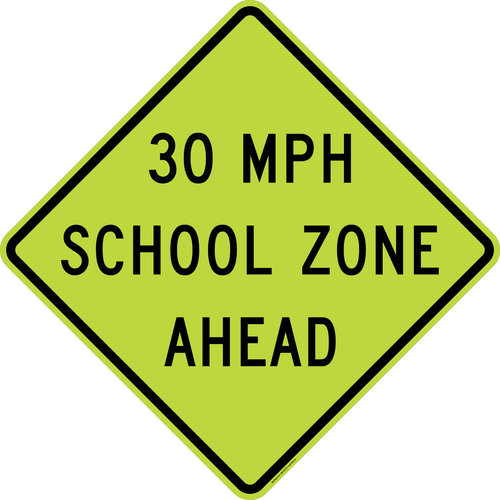 Reduced School Speed Limit 30 MPH Ahead Sign,  MUTCD School