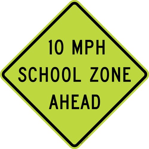 Reduced School Speed Limit 10 MPH Ahead Sign,  MUTCD School
