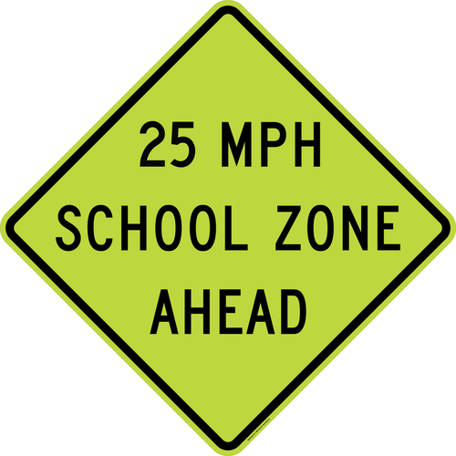 Reduced School Speed Limit 25 MPH Ahead Sign,  MUTCD School