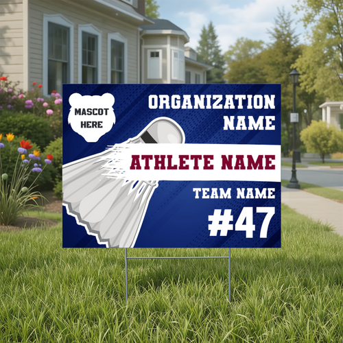 Athlete Template (With Badminton Birdie),  Yard Sign