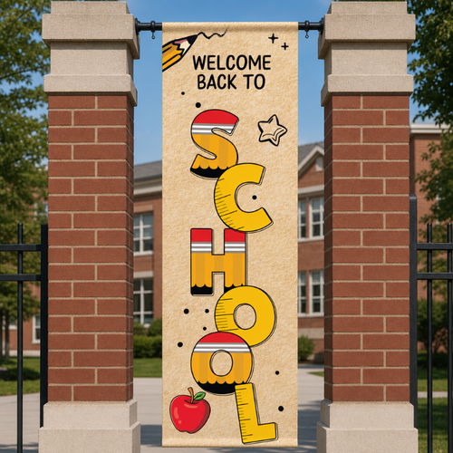 Example of Welcome Back to School (Vertical) Pencil Banner