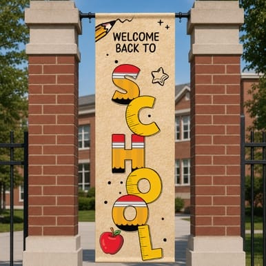 Example of Welcome Back to School (Vertical) Pencil Banner
