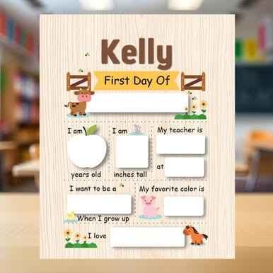Personalized First Day Of (Enter Grade) (Part#: SCH-SGN-01), Light wood