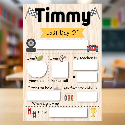 Personalized Last Day Of School Boards, Washed wood