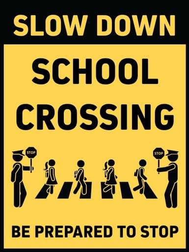 Slow Down School Crossing Be Prepared To Stop Sign Insert (Part#: SGN1007) - 18x24