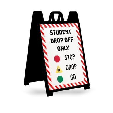 Stop Drop Go School Traffic A-Frame Sign Insert (Part#: SGN1008)