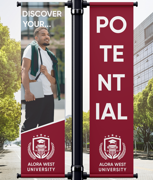 University Pole Pocket Single Side Pair, 18oz Banner