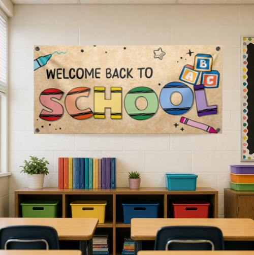 Example of Welcome Back to School (Horizontal) Crayon Banner