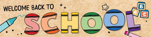 Welcome Back to School (Horizontal) Crayon Banner