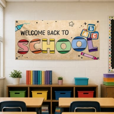 Welcome Back to School (Horizontal) Crayon Banner