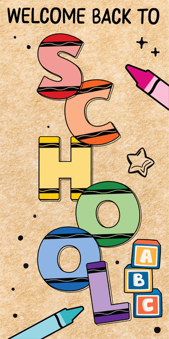 Welcome Back to School (Vertical) Crayon Banner
