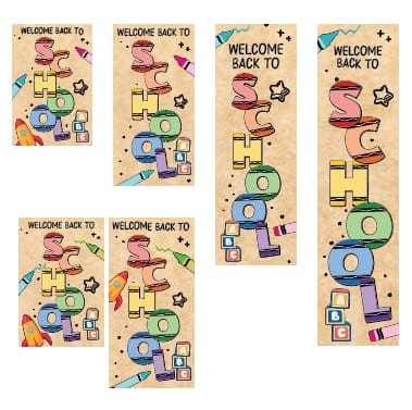 Design Options Available, "Welcome Back to School (Vertical) Crayon Banner" (Part#: BAN1016)