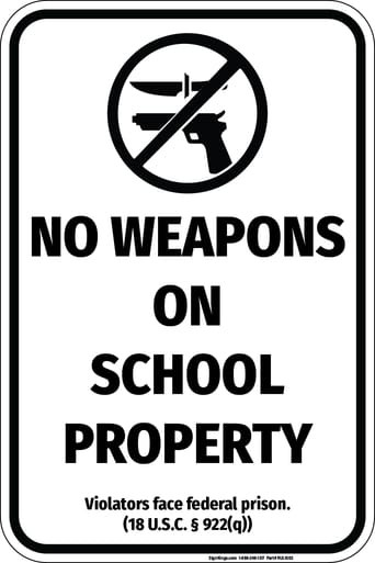 "No Weapons on School, Property Sign" (Part#: RUL1003), Property Sign