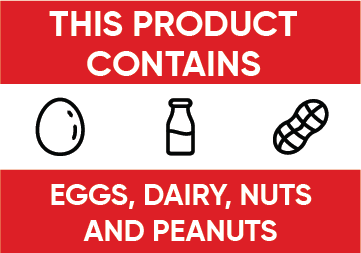 This Product Contains: Eggs, Dairy, Nuts And Peanuts, Food  Safety Sign