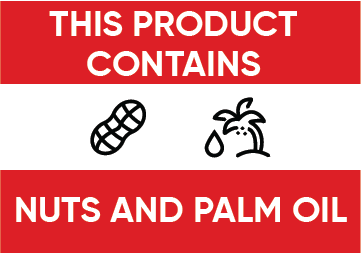 This Product Contains: Nuts And Palm Oil, Food  Safety Sign