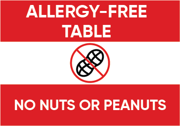 Allergy-Free Table: No Nuts Or Peanuts, Food  Safety Sign