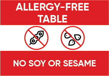Allergy-Free Table: No Soy Or Sesame, Food  Safety Sign
