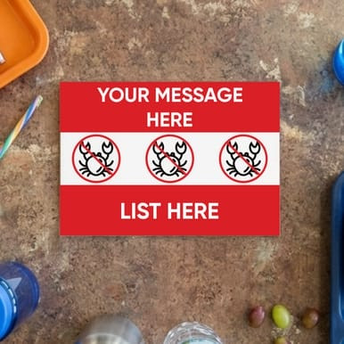 Customizable Food Safety Card – Choose 1 to 3 Restricted Ingredients & Custom Message (Part#: SGN-FD-1007), Food Safety