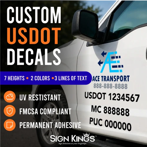 "Custom USDOT Cut Vinyl Decal – 2 Lines (24" Width Max) (Part#: USDOT-3Line) - Sign Kings