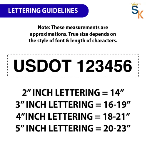 "Custom Printed USDOT Vehicle Magnet (Horizontal)" (Part#: MGNT-1) - Letter Guidelines