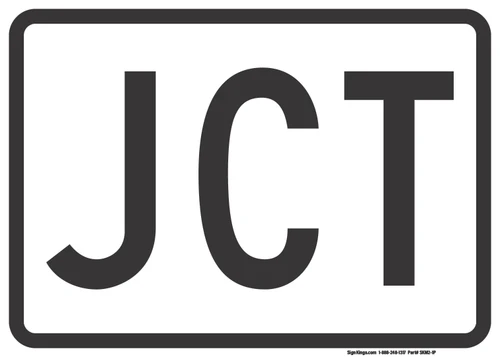 "Junction Auxiliary Plaque, MUTCD Sign" (Part#: SKM2-1P), 21x15, 30x21, White / Black (U.S. & State Routes)