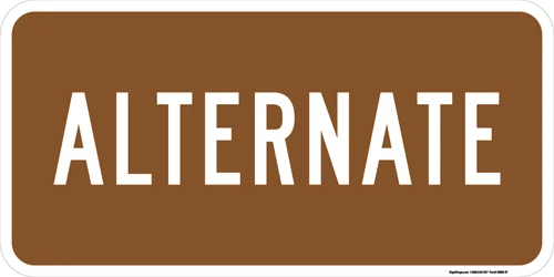 "Alternate Auxiliary Plaque, MUTCD Sign" (Part#: SKM4-1P)", 24x12, 36x18, Brown / White (Forest / Parks)