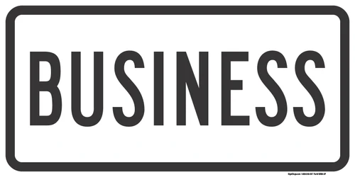 "Business Auxiliary Plaque, MUTCD Sign" (Part#: SKM4-3P), 24x12, 36x18, White / Black (U.S. & State Routes)