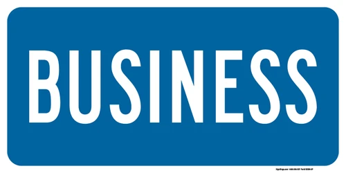 "Business Auxiliary Plaque, MUTCD Sign" (Part#: SKM4-3P), 24x12, 36x18, Blue / White (Interstate Routes)