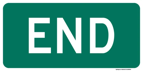 "End Auxiliary Plaque, MUTCD Sign" (Part#: SKM4-6P), 12x6,24x12, 36x18, Green / White (Bicycle / Guide)