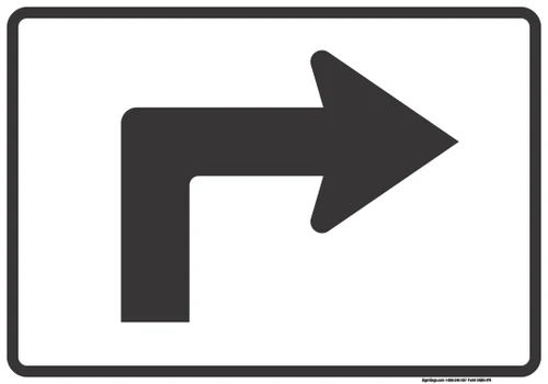 "Advance Turn Arrow Right Auxiliary Plaque, MUTCD Sign" (Part#: SKM5-1PR), 21x15, 30x21, White / Black (U.S. & State Routes)
