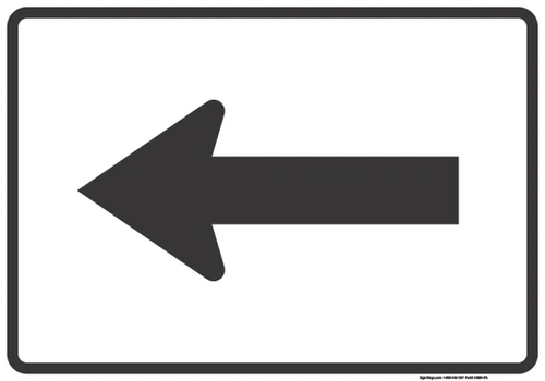 "Directional Arrow Left Auxiliary Plaque, MUTCD Sign" (Part#: SKM6-1PL), 24x18, 36x24, White / Black (U.S. & State Routes)