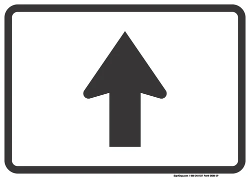 "Directional Arrow Through Auxiliary Plaque, MUTCD Sign" (Part#: SKM6-3P), 21x15, 30x21, White / Black (U.S. & State Routes)