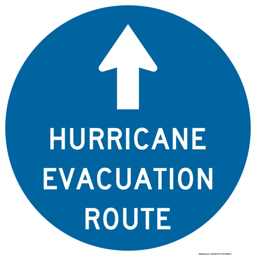 "Hurricane Evacuation Route Sign, MUTCD Sign" (Part#: SKEM1-1a), 18x18, 24x24