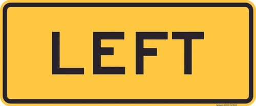 "LEFT Plaque Sign, MUTCD Sign" (Part#: SKE1-5mP), 18x9