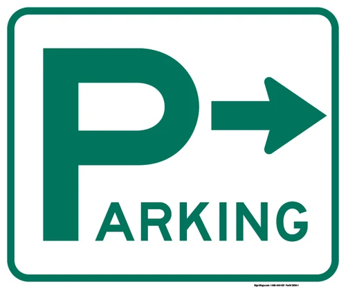 "Parking Area Directional Sign (Diagonal Right Arrow), MUTCD Sign" (Part#: SKD4-1), 30x24